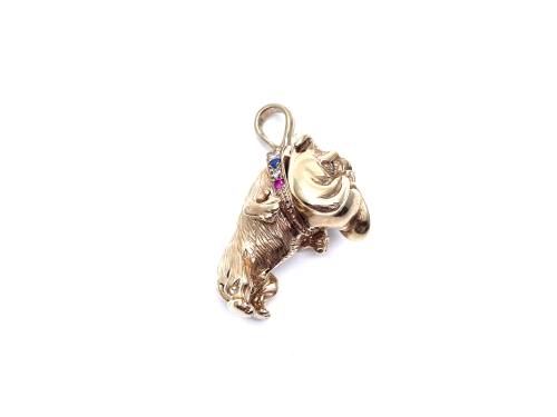 9ct Yellow Gold CZ Bulldog Pendant