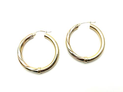 9ct Three  Colour Gold Hoops