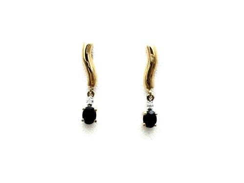 9ct Sapphire & Diamond Earrings