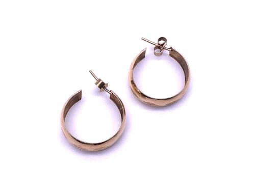 9ct Yellow Gold Patterned Hoop Earrings