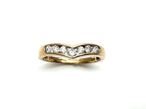 9ct Yellow Gold CZ Wishbone Ring