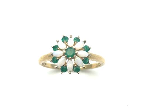 9ct Emerald & Opal Cluster Ring