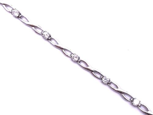 9ct White Gold CZ Bracelet