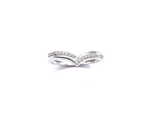 9ct White Gold Diamond Wishbone Ring