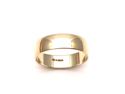 9ct Yellow Gold D Shaped Wedding Ring 6mm