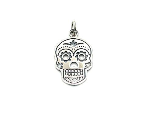 Silver Sugar Skull Pendant