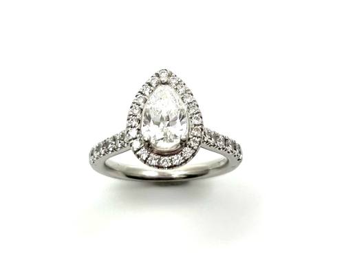 Platinum Diamond Halo Ring 1.07ct