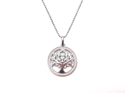 Silver CZ Tree Of Life Pendant & Chain