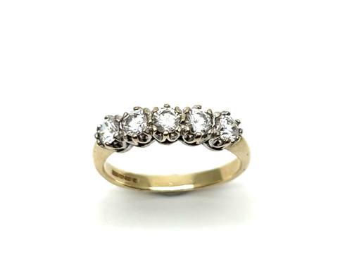 9ct Yellow Gold CZ 5 Stone Ring