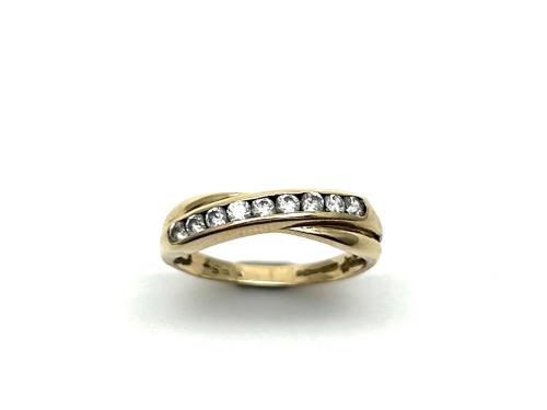 9ct Yellow Gold CZ Crossover Ring