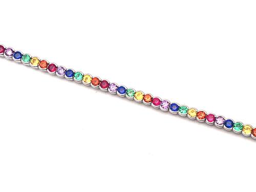 Silver Rainbow CZ Tennis Bracelet 7.5 Inch