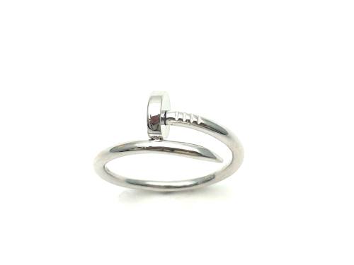 Silver Hinged Nail Design Ring Size N