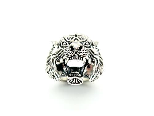 Silver Tiger Head Ring