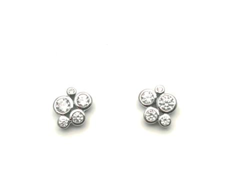 Silver CZ Bubble Cluster Stud Earrings