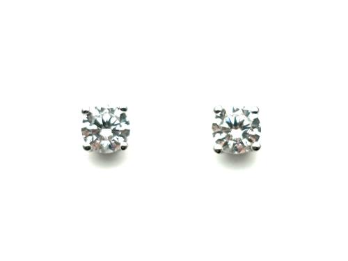 Silver CZ Solitaire Stud Earrings 7mm