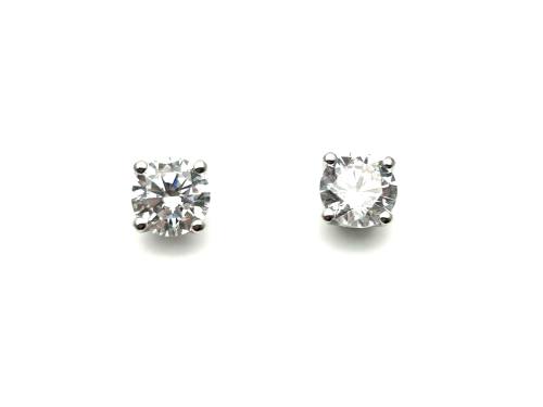 Silver CZ Solitaire Stud Earrings 8mm