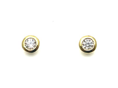 Silver Gold Plated CZ Solitaire Stud Earrings 4mm