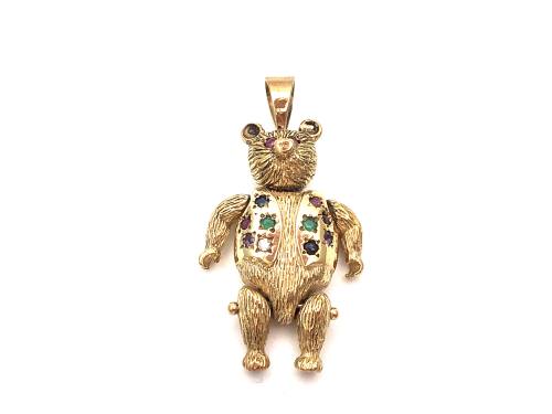 9ct Yellow Gold CZ Bear Pendant