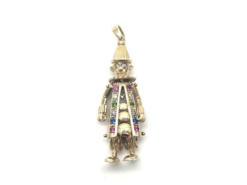 9ct Yellow Gold Multi CZ Clown Pendant