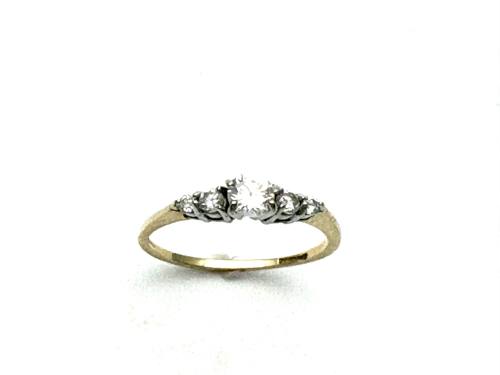 14ct Yellow Gold CZ 5 Stone Ring