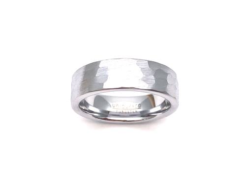 Tungsten Carbide Hammered Effect Ring 7mm