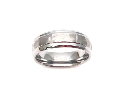 Tungsten Carbide Ring Hammered Effect 8mm