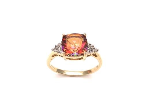 9ct Mystic Topaz & Diamond Ring