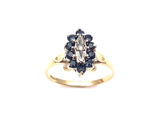 9ct Sapphire & Diamond Cluster Ring