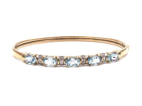 9ct Blue Topaz & CZ Bangle