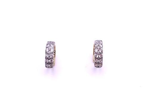 9ct Yellow Gold CZ Hinged Huggie Hoop Earrings