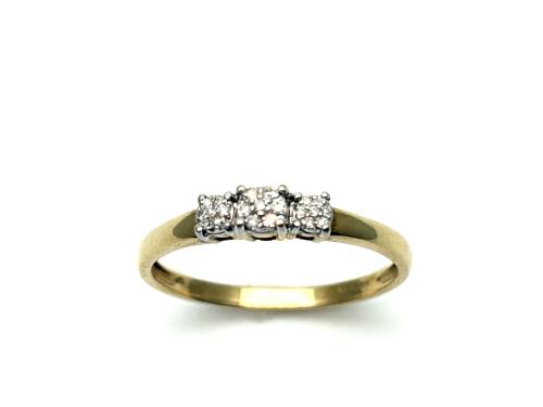 9ct Diamond 3 Stone Cluster Ring