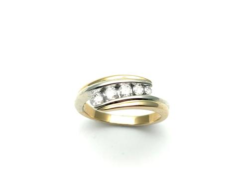 9ct Diamond 5 Stone Crossover Ring