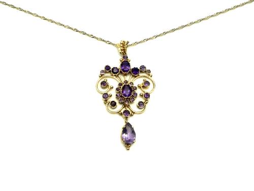 9ct Gold Amethyst Pendant & Chain