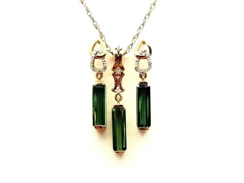 9ct Tourmaline & Diamond Matching Set