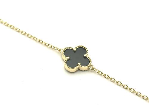 Silver Gold Plated Black Clover Bracelet