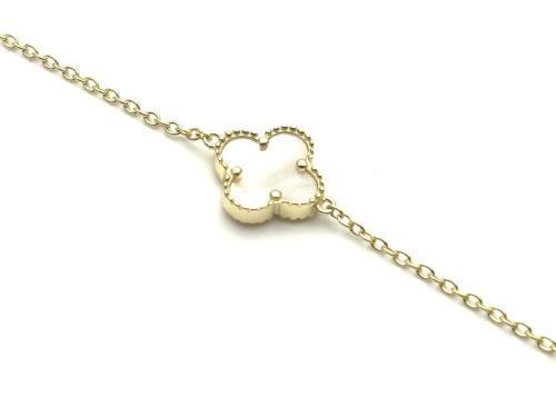 Silver Gold Plated MOP Clover Bracelet