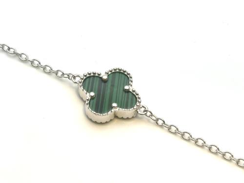 Silver Green Clover Bracelet