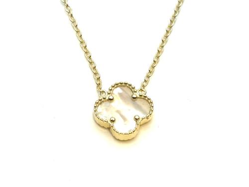 Silver Gold Plated MOP Clover Necklet