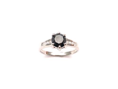 9ct Black Diamond Solitaire Ring