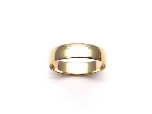 9ct Yellow Gold D Shaped Wedding Ring 6mm