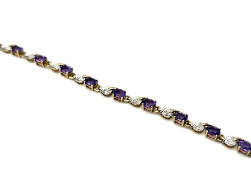 9ct Amethyst & Diamond Bracelet