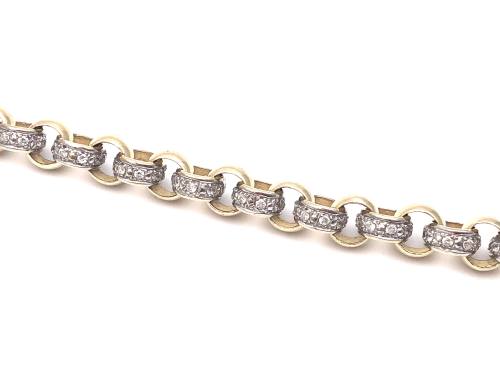 9ct Yellow Gold CZ Belcher Bracelet 8in