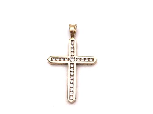 9ct Yellow Gold CZ Cross Pendant