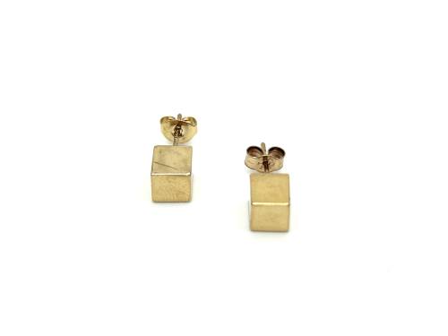 9ct Yellow Gold Cube Stud Earrings