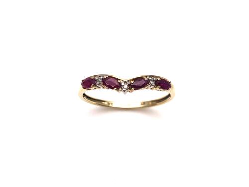 9ct Ruby & Diamond Wishbone Ring