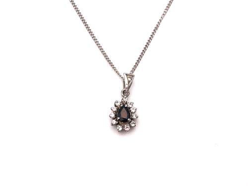 9ct Sapphire & Diamond Pendant & Chain