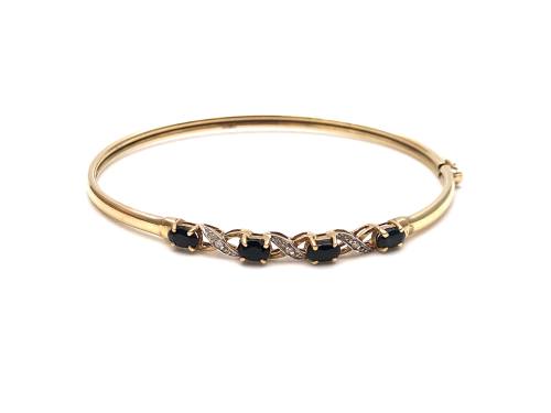 9ct Sapphire & Diamond Bangle