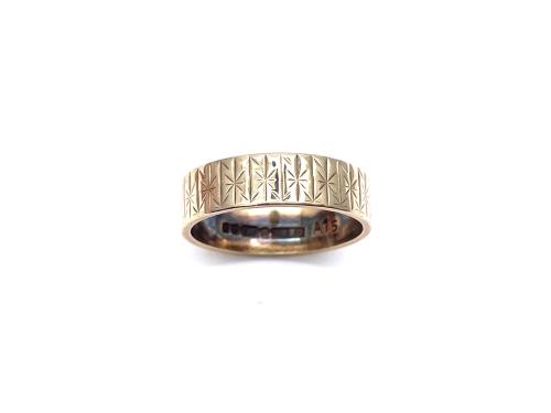 9ct Yellow Gold Patterned Wedding Ring