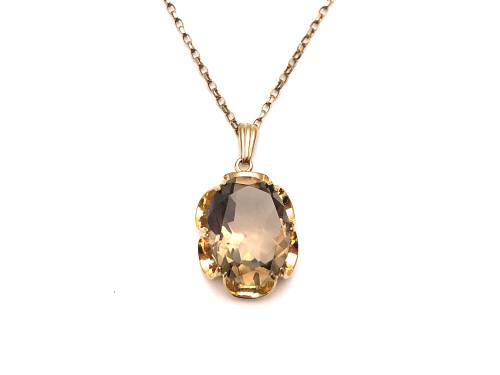 9ct Smokey Quartz Pendant & Chain