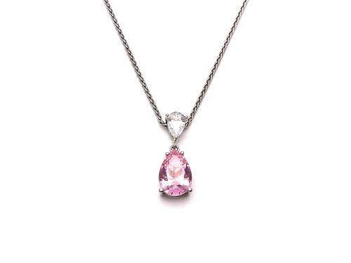 9ct Pink & White CZ Pendant & Chain